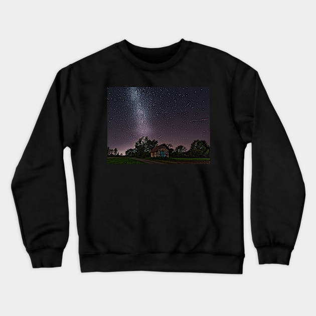 Milky Way and Shepherd's Hut Crewneck Sweatshirt by mbangert